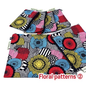 Ensemble de pochettes à imprimé floral, pochette réutilisable Sac réutilisable Sac lavable Sac à collation Sac à fermeture éclair Sac étanche Sac sandwich Sac humide Cadeau zéro déchet
