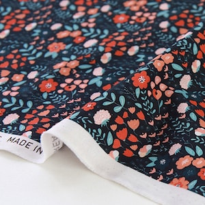 Floral, Plants pattern, Minuet Garden, Flower printed Cotton Fabric by the yard, 110cm wide, Cotton material, Sewing, DTP, DYI, Korea, Free