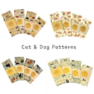 Modelli di cani e gatti Involucro alimentare in cera d'api, Involucro alimentare riutilizzabile, Involucro cerato, Carta cerata d'api, Carta oleata Involucro lavabile Rifiuti zero, cucciolo, Stampa animale