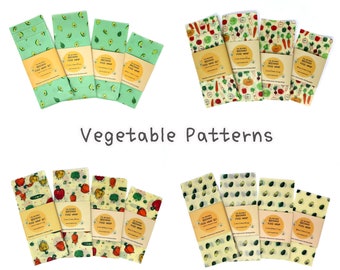 Vegetable Patterns Reusable Beeswax food wraps, Beeswax wrap, Wax wrap, Wax paper, Washable wrap, Zero waste, gift, Food print, Avocado