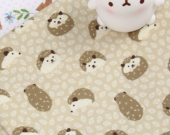 Animal pattern, Hedgehog printed Cotton Fabric by the yard, 110cm wide, Free Shipping, cotton material, Sewing, DTP fabric, Crafting, DIY