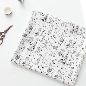 Patrón de animales, mono Safari, jirafa, tela de algodón con estampado de canguro cortado a medida, 110 cm de ancho, envío gratis, material de algodón, costura, DTP