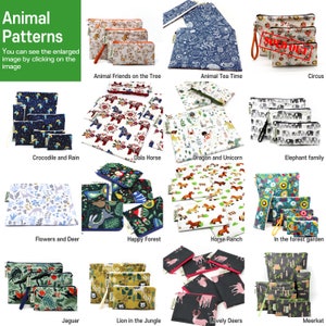 Animal Printed Reusable pouch, Reusable zipper bag, Washable bag, Snack Bag, Zipper bag, Waterproof bag Sandwich Bag Pouch set, Wet bag Gift image 3