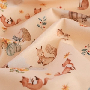 Motif animal, écureuil hérisson cerf imprimé coton tissu par yard 110 cm de large livraison gratuite coton matériel couture DTP tissu artisanat