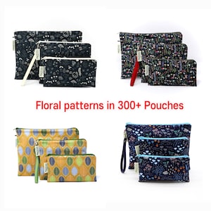 Floral Flower patterns Reusable pouch set Reusable bag Washable bag Snack Bag Zipper bag Waterproof bag Sandwich Bag Wet bag Lunch bag Gift