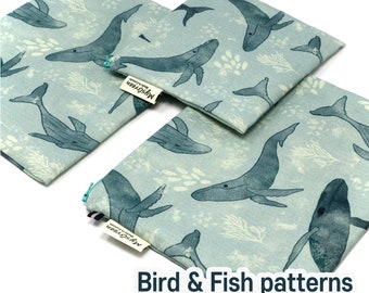 Animal Bird Fish print Zipper pouch Reusable pouch set Reusable bag Washable bag Snack Bag Zipper bag Waterproof bag Sandwich Bag Wet bag