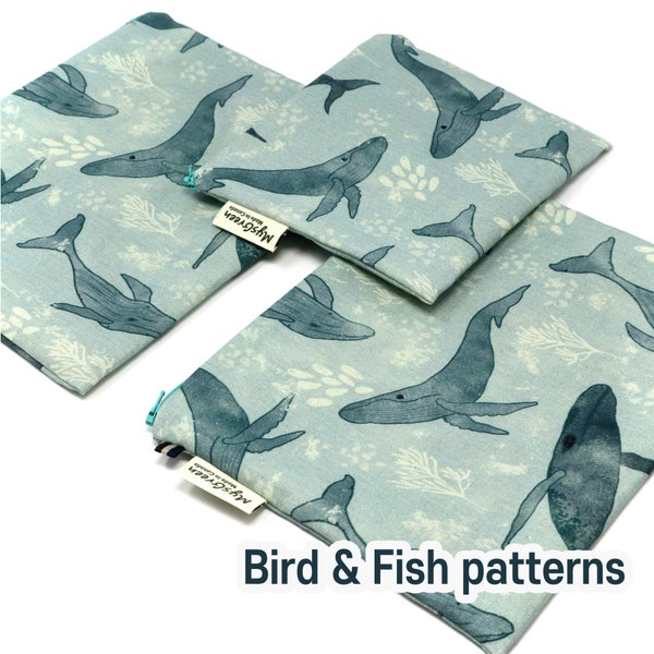 Animal Bird Fish print Zipper pouch Reusable pouch set Reusable bag Washable bag Snack Bag Zipper bag Waterproof bag Sandwich Bag Wet bag