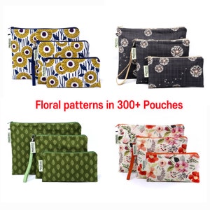 Pochette réutilisable imprimée florale, sac à fermeture éclair réutilisable, sac lavable, sac à collation, sac à fermeture éclair, sac étanche à sandwich, ensemble de pochettes, sac humide, cadeau