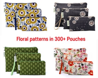 Pochette réutilisable imprimée florale, sac à fermeture éclair réutilisable, sac lavable, sac à collation, sac à fermeture éclair, sac étanche à sandwich, ensemble de pochettes, sac humide, cadeau