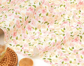 Floral, Plants pattern, Azalea Flowers print Cotton Fabric by the yard, 110cm wide, Cotton material, Sewing, DTP, DYI fabric, Korea