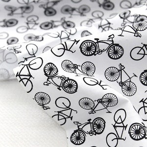Lifestyle pattern, Vintage Bicycle printed Cotton Fabric by the yard, 110cm wide, cotton material, Sewing, DTP Fabric, Culture, DIY, Korea