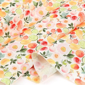 Food, Fruits, Vegetable pattern, Sweet Fruits printed Cotton Fabric by the yard, 110cm wide, Cotton material, Sewing, DTP, Crafting, Korea