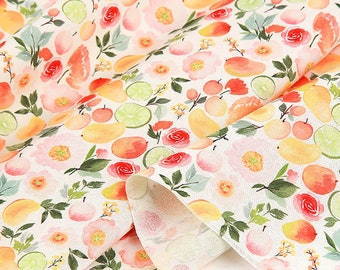 Food, Fruits, Vegetable pattern, Sweet Fruits printed Cotton Fabric by the yard, 110cm wide, Cotton material, Sewing, DTP, Crafting, Korea