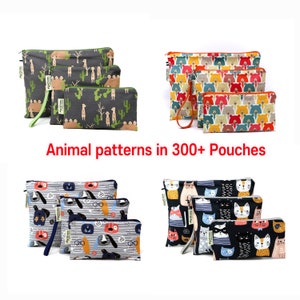 Pochette réutilisable imprimée d’animaux, sac à fermeture éclair réutilisable, sac lavable, sac à collation, sac à fermeture éclair, sac imperméable à l’eau, ensemble de pochettes de sac sandwich, cadeau de sac humide