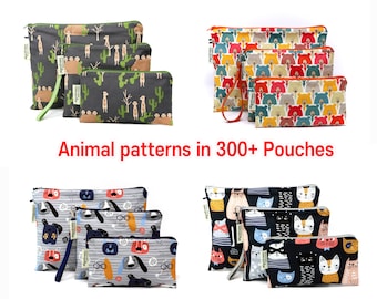 Animal Printed Reusable pouch, Reusable zipper bag, Washable bag, Snack Bag, Zipper bag, Waterproof bag Sandwich Bag Pouch set, Wet bag Gift