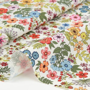 Floral, Plants pattern, Flower Viewing printed Cotton Fabric by the yard, 110cm wide, Cotton material, Sewing, DTP, DYI, Korea, Free