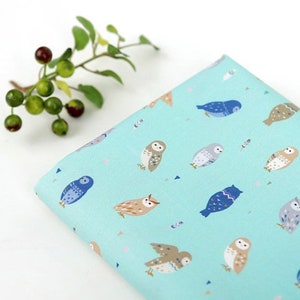 Birds printed Cotton Fabric by the yard, 110cm wide, Cute Animal pattern, Owl, cotton material, Sewing, DTP, Crafting, Free Shipping
