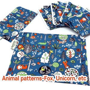 Animal Fox Unicorn Sloth Deer patterns Reusable pouch set Reusable bag Washable bag Snack Bag Zipper bag Waterproof bag Sandwich Bag Wet bag