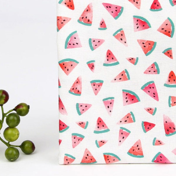Food, Fruits, Vegetable pattern, Delicious Watermelon printed Cotton Fabric by the yard, 110cm wide, Cotton material, Sewing, DTP, Crafting