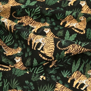 Animal pattern, Tiger printed Cotton Fabric by the yard, 110cm wide, Free Shipping, cotton material, Sewing, DTP, Crafting, DIY, Jungle
