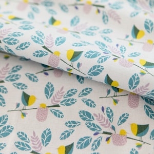 Birds printed Cotton Fabric by the yard, 110cm wide, cotton material, Sewing, DTP fabric, Crafting, Cute Animal pattern, Free Shipping