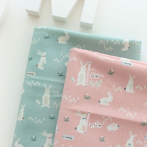 Rabbit Printed Cotton Fabric by the Yard, 110cm Wide, Cute, Animal ...