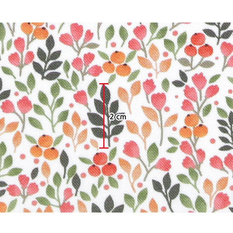 Floral, Plants pattern, Peach Flowers printed Cotton Fabric by the yard, 110cm wide, Cotton material, Sewing, DTP, DYI, Korea, Free Shipping image 4