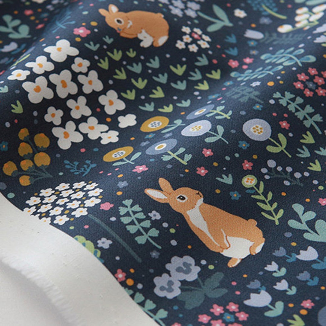Rabbit Printed Cotton Fabric by the Yard, 110cm Wide, Cute Animal ...