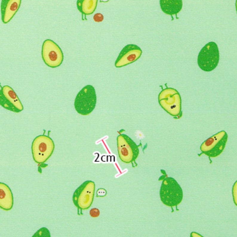 Food, Fruits, Vegetable pattern, I'm an Avocado printed Cotton Fabric by the yard, 110cm wide, Cotton material, Sewing, DTP, Craf, Korea image 4