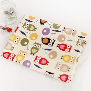 Birds printed Cotton Fabric by the yard, 110cm wide, Cute Animal pattern, Owl, cotton material, Sewing, DTP, Crafting, , Free Shipping