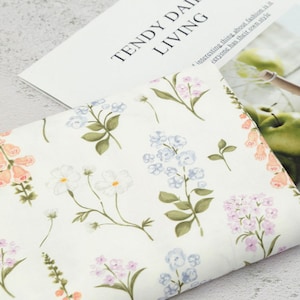 Floral, Plants pattern, Pure Milky Garden, Flower printed Cotton Fabric by the yard, 110cm wide, Cotton material, Sewing, DTP, DYI, Korea