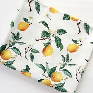 Food, Fruits, Vegetable pattern, Watercolor Lemon printed Cotton Fabric by the yard, 110cm wide, Cotton material, Sewing, DTP, Craft, Korea