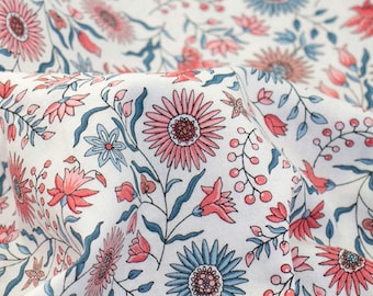 Floral, Plants pattern, Whispering Flower printed Cotton Fabric by the yard, 110cm wide, Cotton material, Sewing, DTP, DYI, Korea, Free