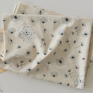 Floral, Plants pattern, Dandelion Bloom, Flower printed Cotton Fabric by the yard, 110cm wide, Cotton material, Sewing, DTP, DYI, Korea