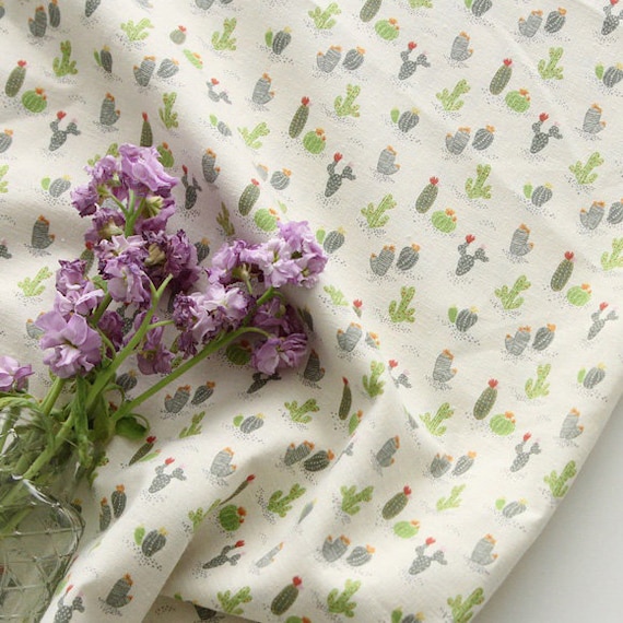 Floral Plants Pattern Cactus Printed Cotton Fabric by the Yard 110cm Wide Free Shipping Cotton Material Crafting Sewing DTP Flower Etsy Canada