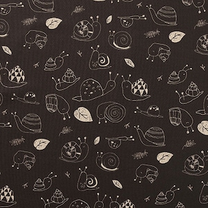Insect print Cotton Fabric by the yard, 110cm wide, Cute Animal, Snail, Ladybug pattern, Cotton material, Sewing, DTP, Craft, Bugs, stag