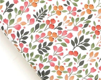 Floral, Plants pattern, Peach Flowers printed Cotton Fabric by the yard, 110cm wide, Cotton material, Sewing, DTP, DYI, Korea, Free Shipping