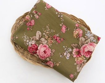 Floral, Plants pattern, Rose Flower printed Cotton Canvas Fabric by the yard, 110cm wide, Cotton material, Sewing, DTP, Korea