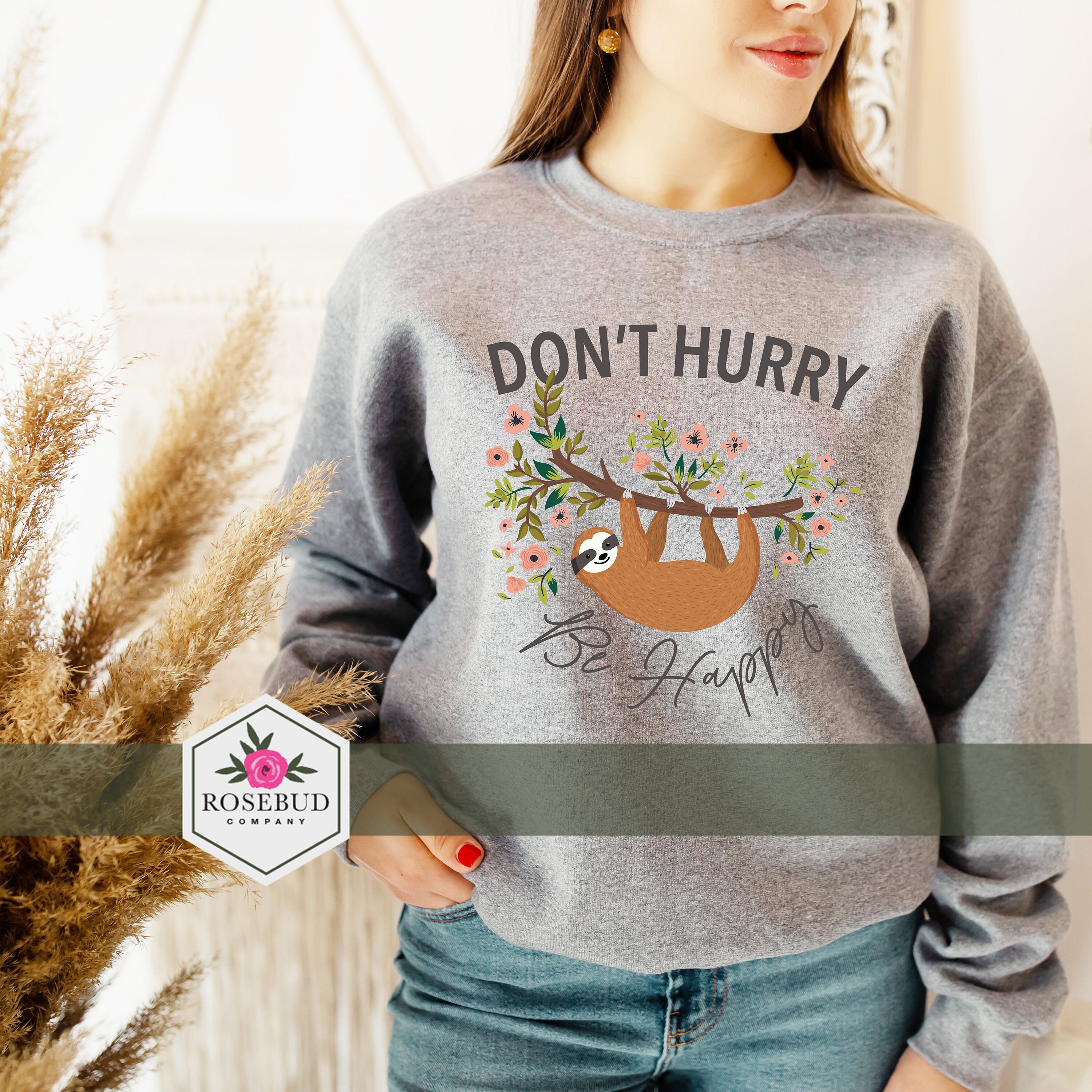 Don't Hurry Be Happy Fleece Womens Sloth Shirt Sloth | Etsy