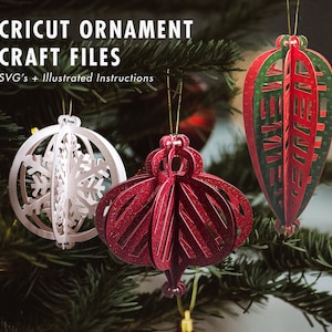Set di progetti artigianali per ornamenti natalizi per Cricut / Basta tagliare e assemblare queste graziose palline 3D!