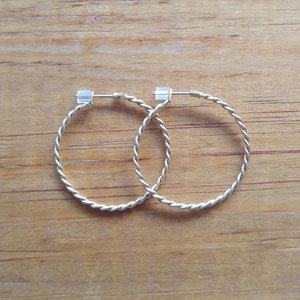 Vintage Gold Twist Hoop Earrings