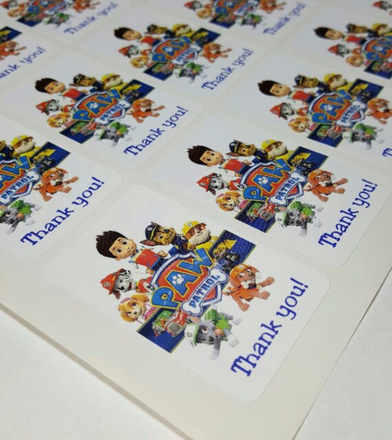 Paw Patrol Cartoon Stickers Thank You Stickers Birthday | Etsy