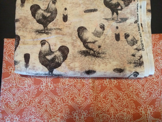 Adult Egg Apron One Size - Farm Collecting Harvesting Multi Purpose Apron in Cream & Black Rooster Print with Coordinating Back