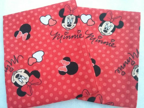 Valentine's Day Minnie Mouse Red Cloth Reusable Washable Cotton Napkin/Perfect for School Lunches or Home Use!