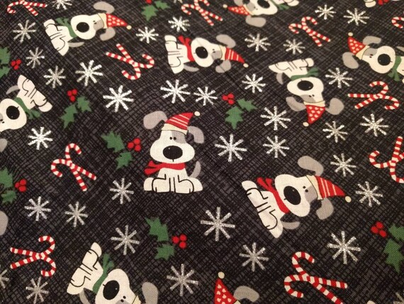 Christmas Holiday Drawstring Cinch Gift Bags Cloth Reusable Christmas Puppies Candy Canes - Many SIzes to Choose From!!
