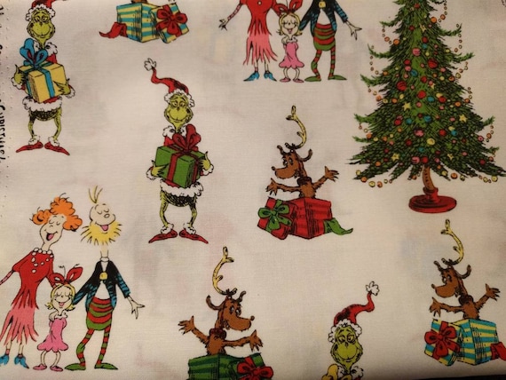 Christmas Holiday Drawstring Cinch Gift Bags Cloth Reusable How the Grinch Stole Christmas - Different Sizes to Choose From!
