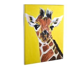 Colorful Giraffe Painting Jungle Art - Canvas Wall Art - 11x14" Stretched Canvas Print