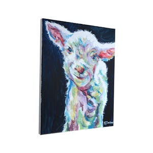 Nursery Art Lamb Painting Wall Art Gallery Wrapped Canvas 11x14 Stretched Canvas Print image 1