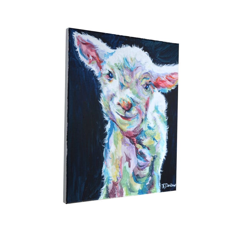 Nursery Art Lamb Painting Wall Art Gallery Wrapped Canvas 11x14 Stretched Canvas Print image 1