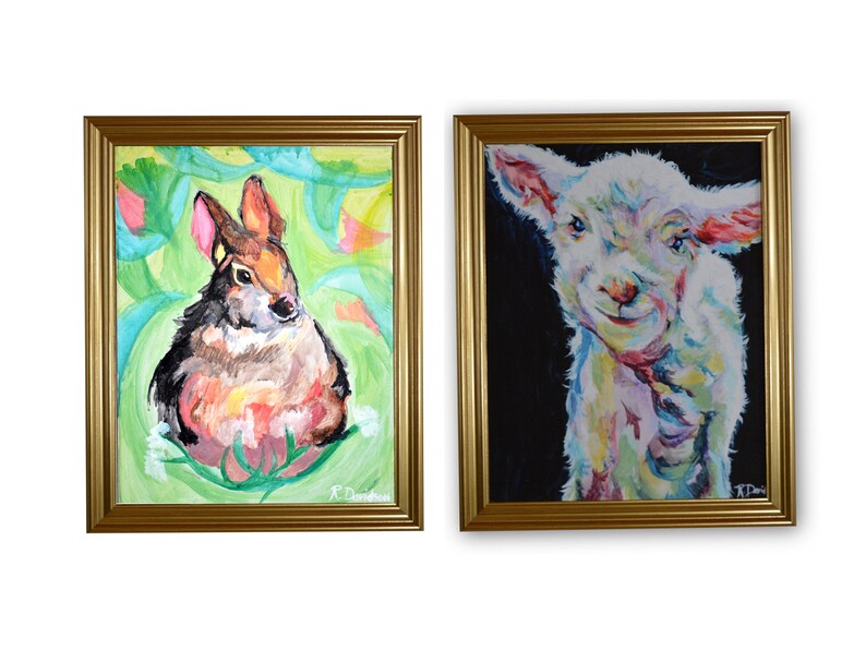 Nursery Art Lamb Painting Wall Art Gallery Wrapped Canvas 11x14 Stretched Canvas Print image 4